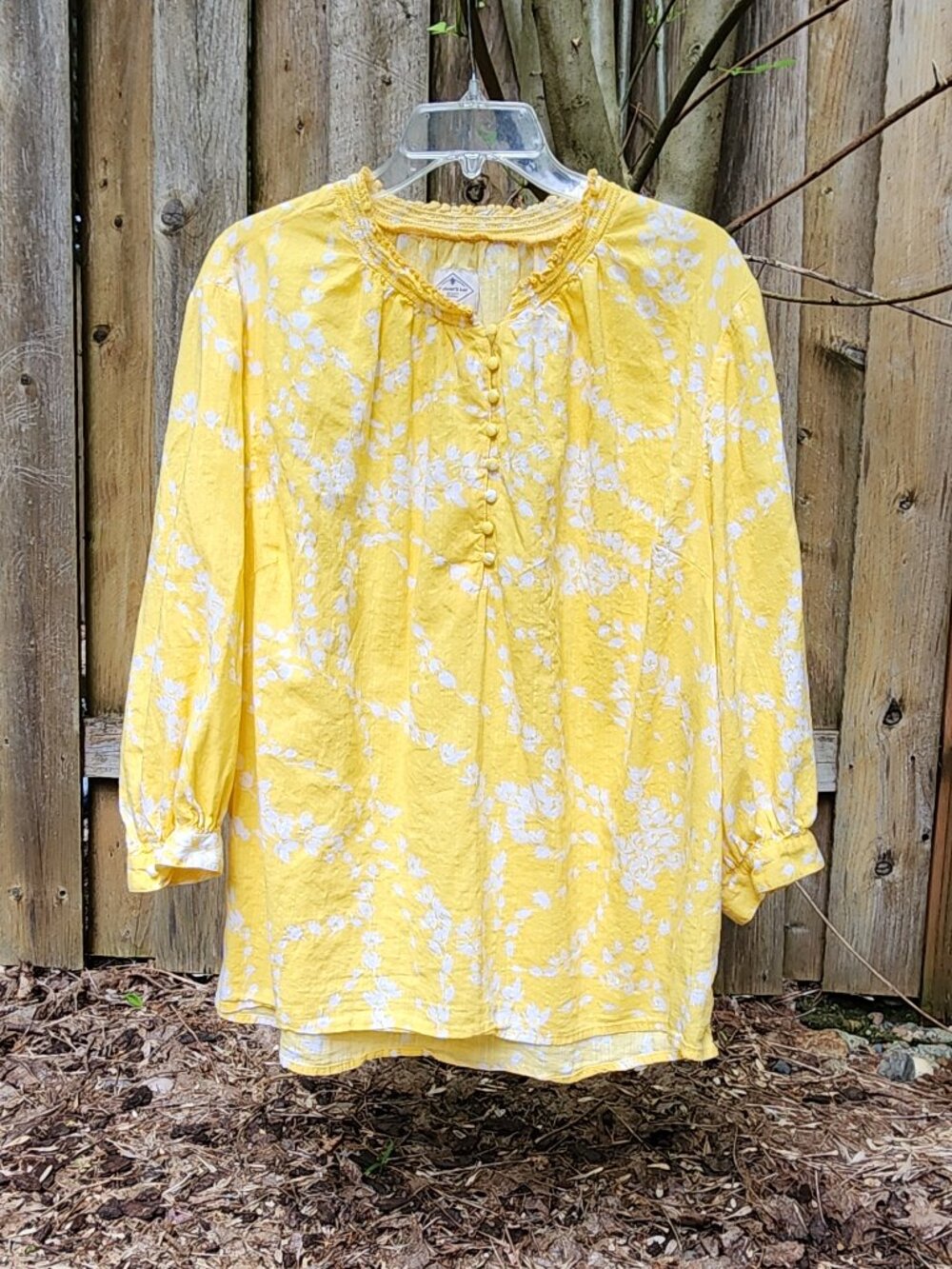 EUC Bright Yellow 1X Women's St John's Bay pullover 3/4 sleeve blouse